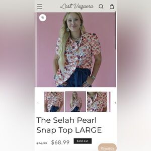 Short sleeve western pearl snap size small
